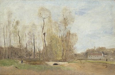 Auvers-sur-Oise: Lagoa de Daubigny, c.1855 (óleo sobre papel sobre tela) de Jean Baptiste Camille Corot